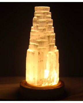 Lámpara de Selenita Natural - Luz Purificadora Zen para Meditación y Hogar